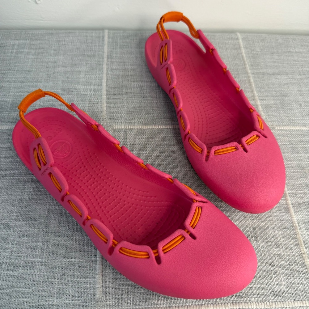 Crocs Springi Slingback Ballet Flats Pink Orange Size 6